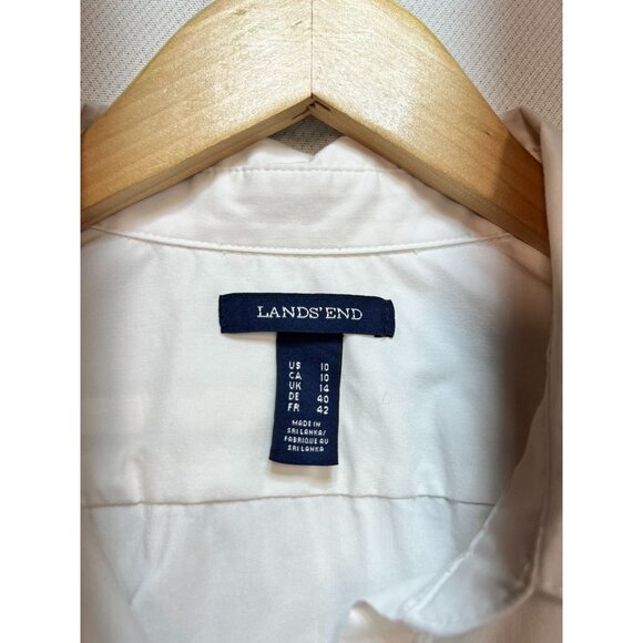 Lands' End Women's Shirt Blouse Summer Size 10 White Lightweight Beach - Picture 3 of 11